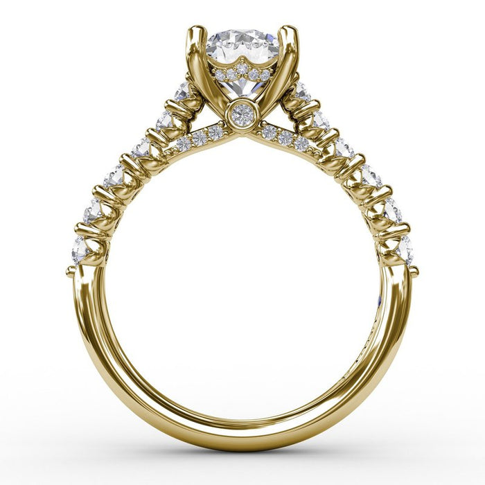 Cathedral Shank with Hidden Halo and Bridge Detail Engagement Ring Setting