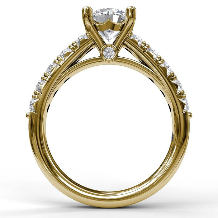French Pavé Diamond Cathedral Shank Engagement Ring Setting