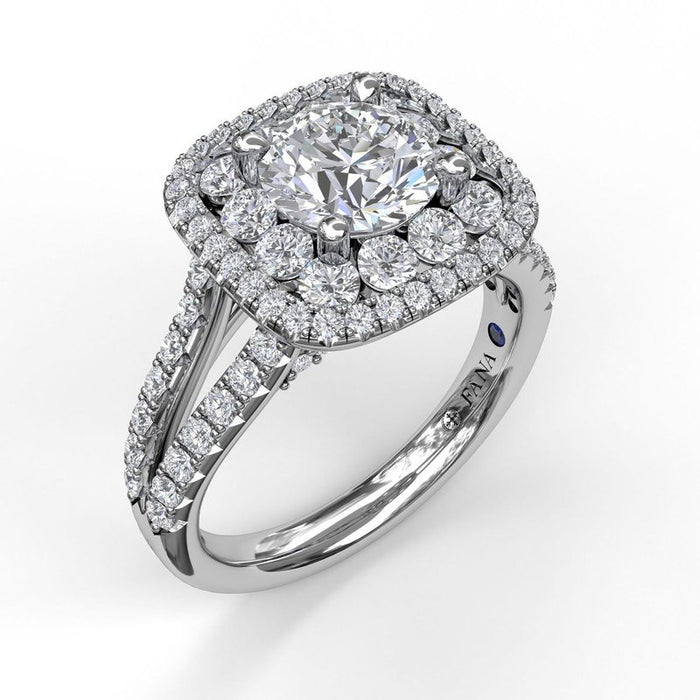 Exquisite Unique Double Halo Engagement Ring Setting
