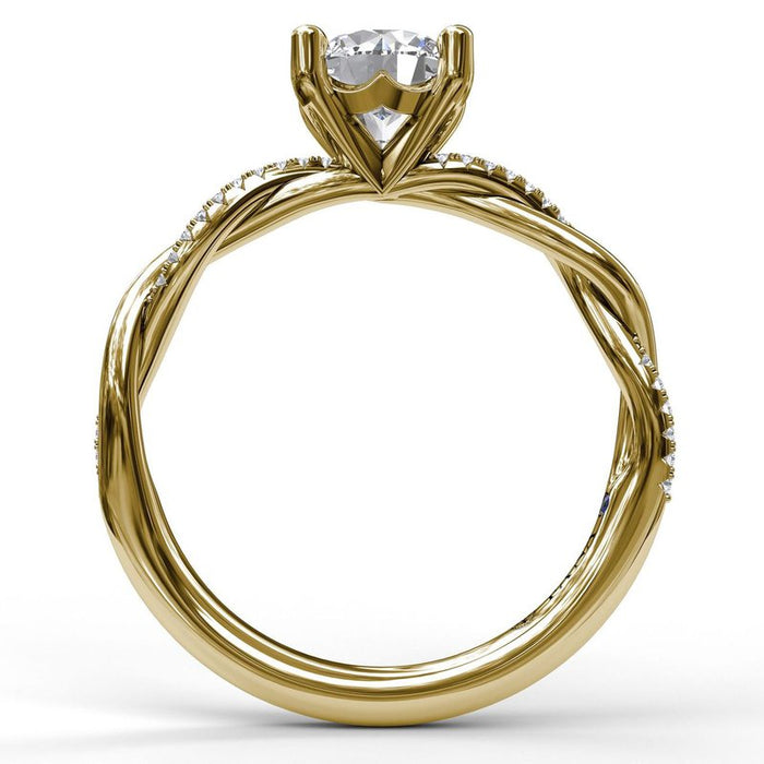 Gold and Diamond Twist Engagement Ring Setting