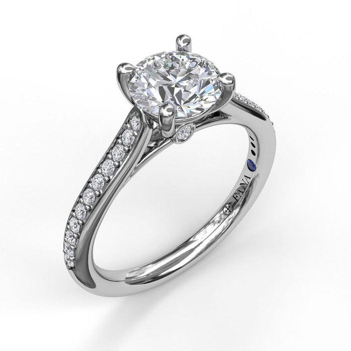 Cathedral Shank with Single Row Pavé Engagement Ring Setting