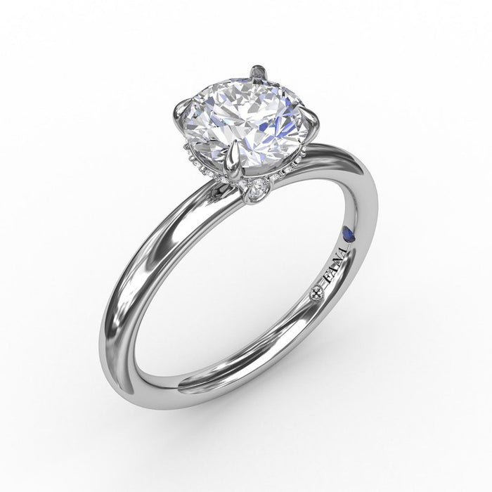 Contemporary Solitaire with Hidden Halo Engagement Ring Setting