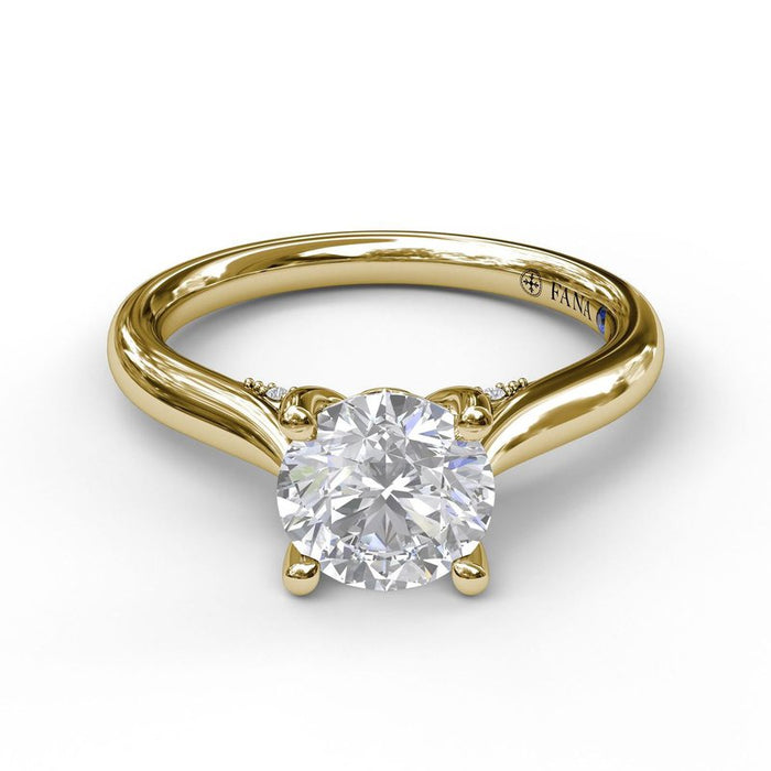 Solitaire with Decorated Bridge Engagement Ring Setting