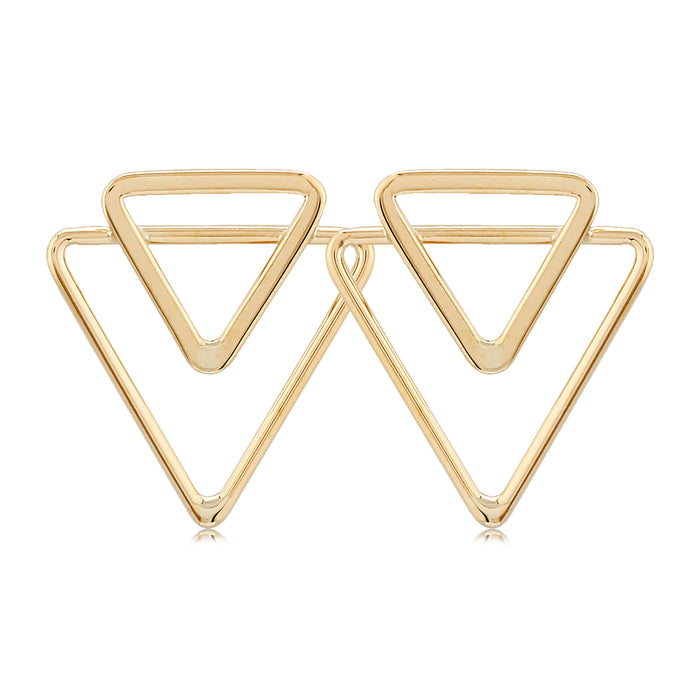 14K Yellow Gold Double Open Triangle Post Earrings