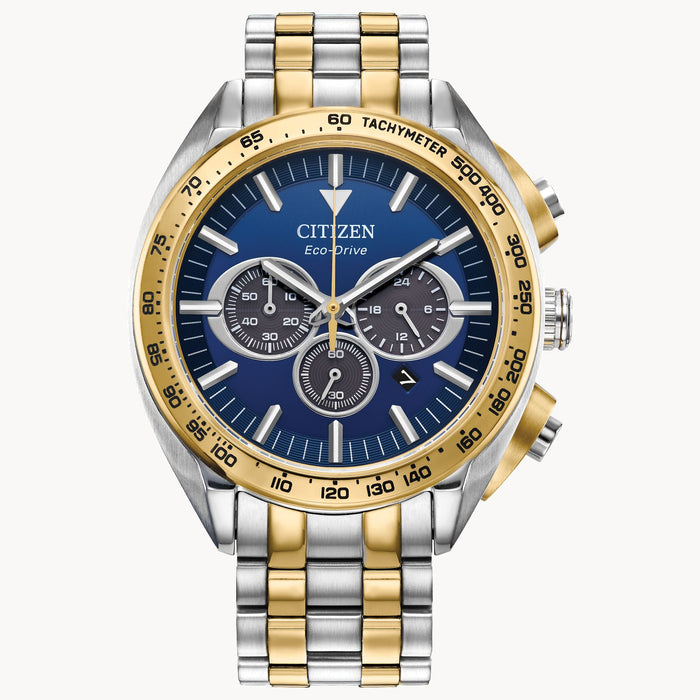 Citizen Carson Eco-Drive Watch, Two-Tone with Blue Dial