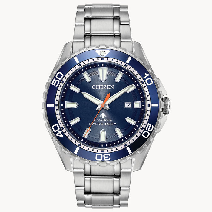 Citizen Promaster Dive Eco-Drive Watch, Silver-Tone with Blue Dial/Bezel