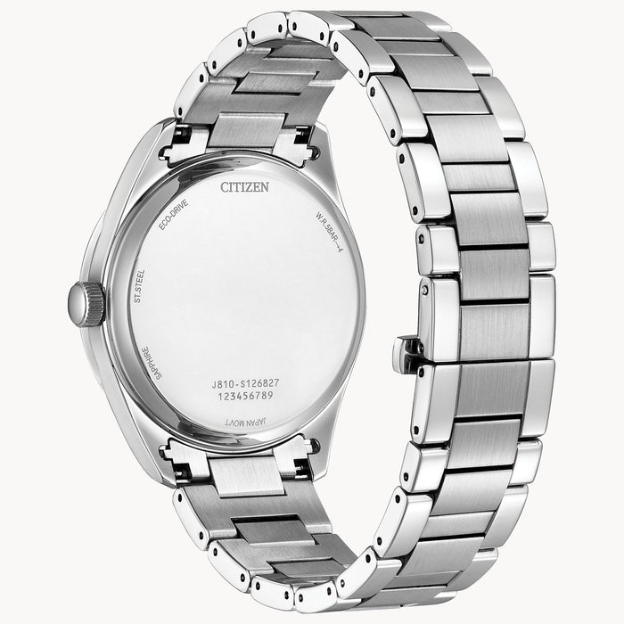 Citizen Arezzo Eco-Drive Watch, Silver-Tone with Black Dial