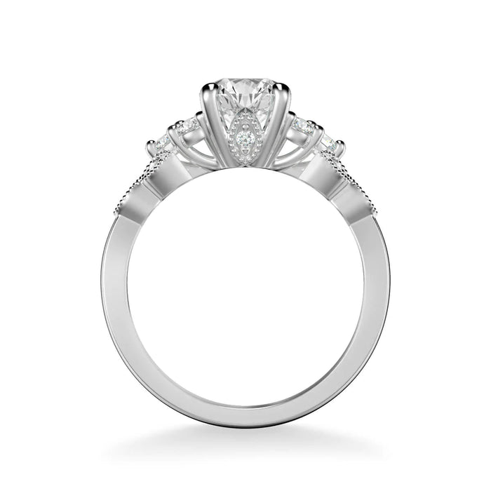 Adeline Contemporary Side Stone Floral Engagement Ring Setting