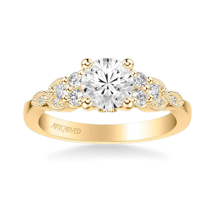 Adeline Contemporary Side Stone Floral Engagement Ring Setting