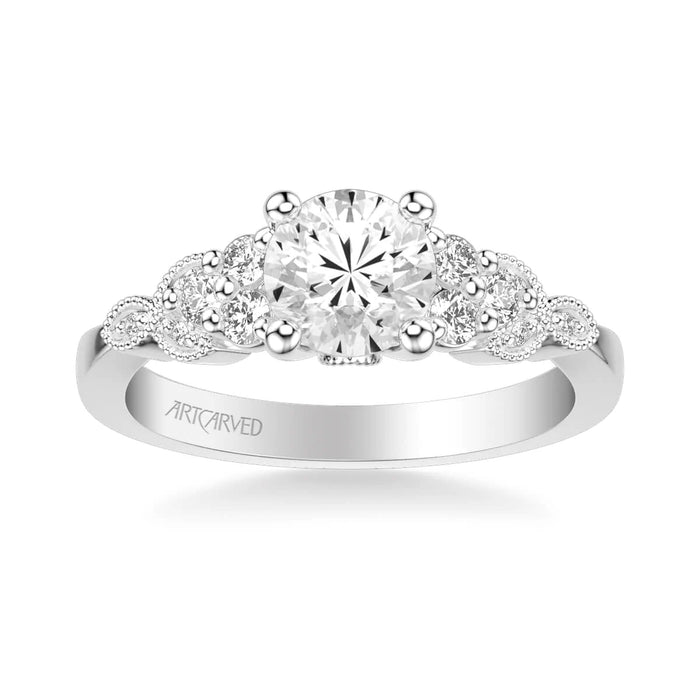 Adeline Contemporary Side Stone Floral Engagement Ring Setting