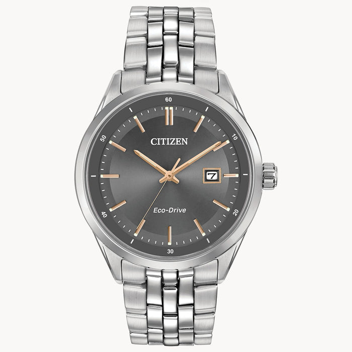 Citizen Addysen Eco-Drive Watch, Silver-Tone with Gray Dial