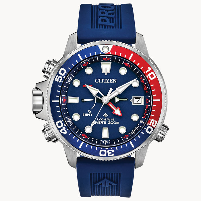 Citizen Promaster Aqualand Eco-Drive Watch, Blue Dial with Polyurethane Strap