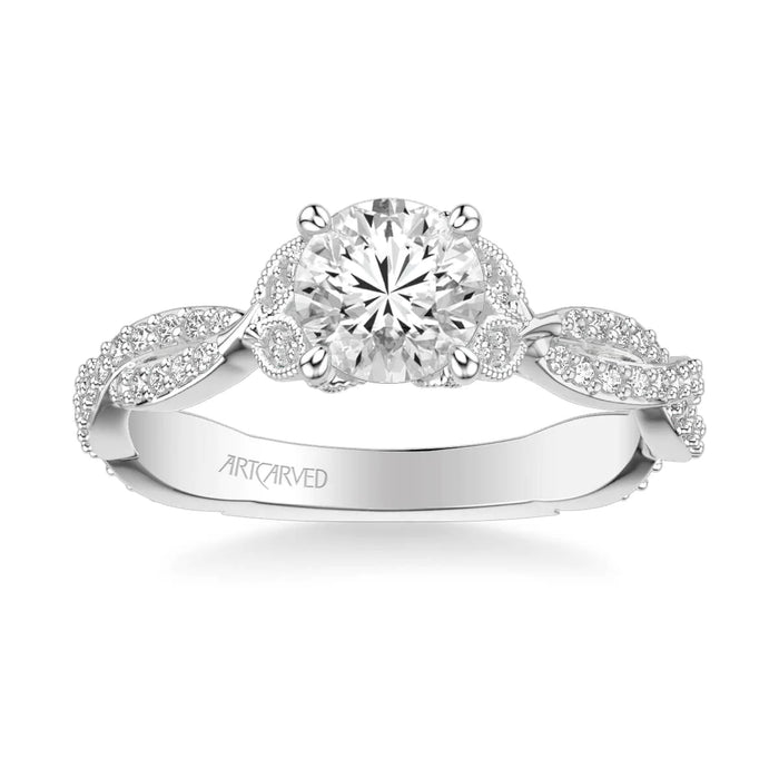 Freesia Contemporary Side Stone Floral Engagement Ring Setting