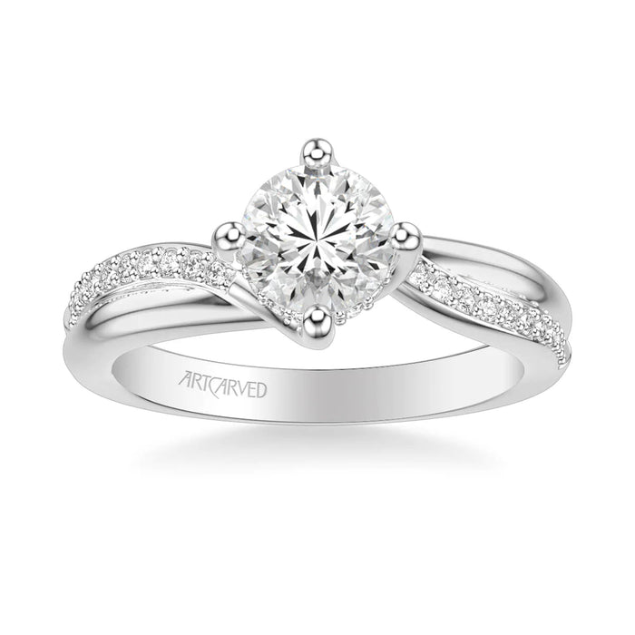Stella Contemporary Side Stone Twist Engagement Ring Setting