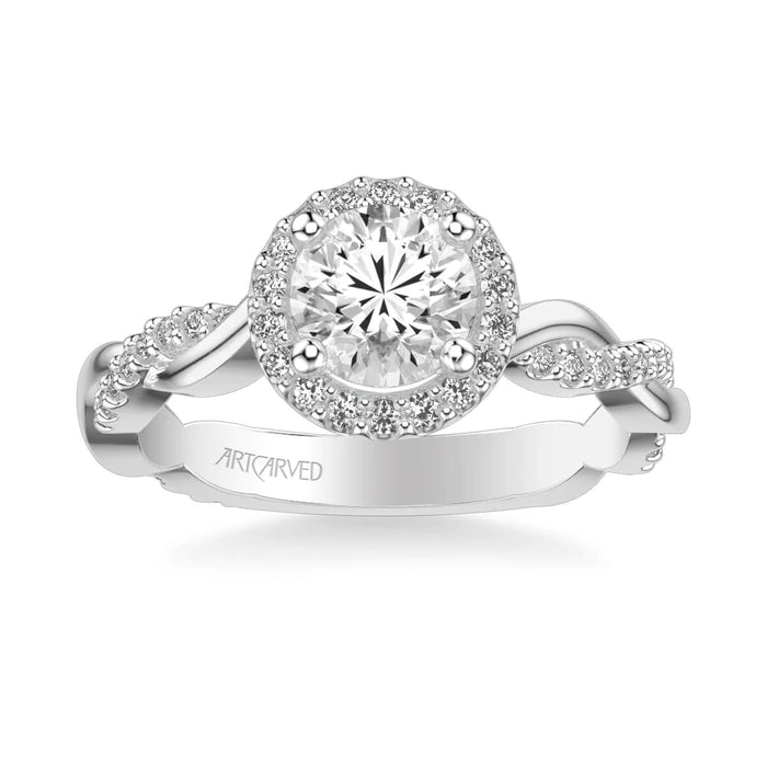 Kinsley Contemporary Round Halo Twist Engagement Ring Setting