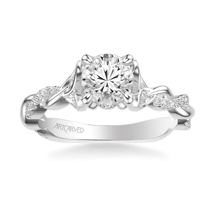 Amaryllis Contemporary Side Stone Floral Engagement Ring Setting