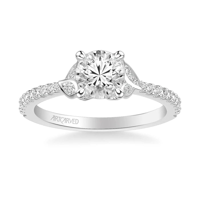 Bluebelle Contemporary Side Stone Floral Engagement Ring Setting