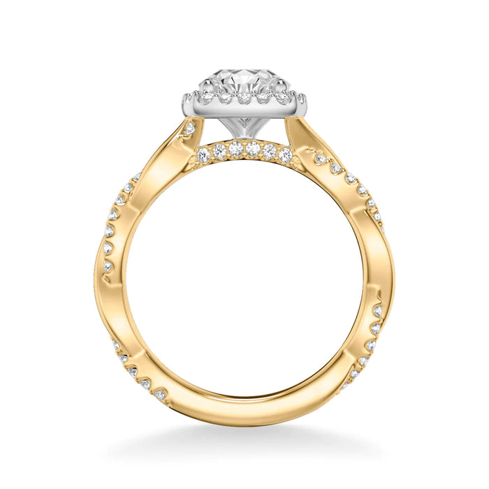Ciara Contemporary Cushion Halo Twist Engagement Ring Setting