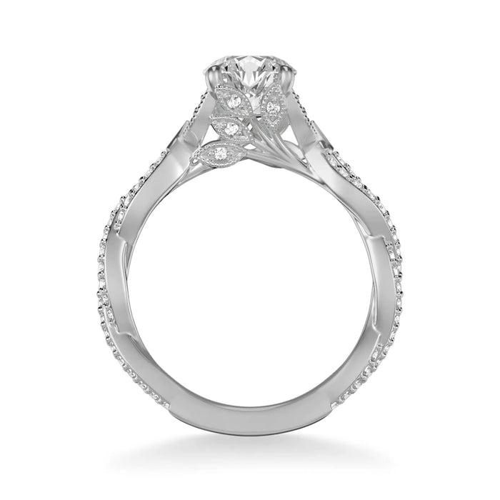Freesia Contemporary Side Stone Floral Engagement Ring Setting