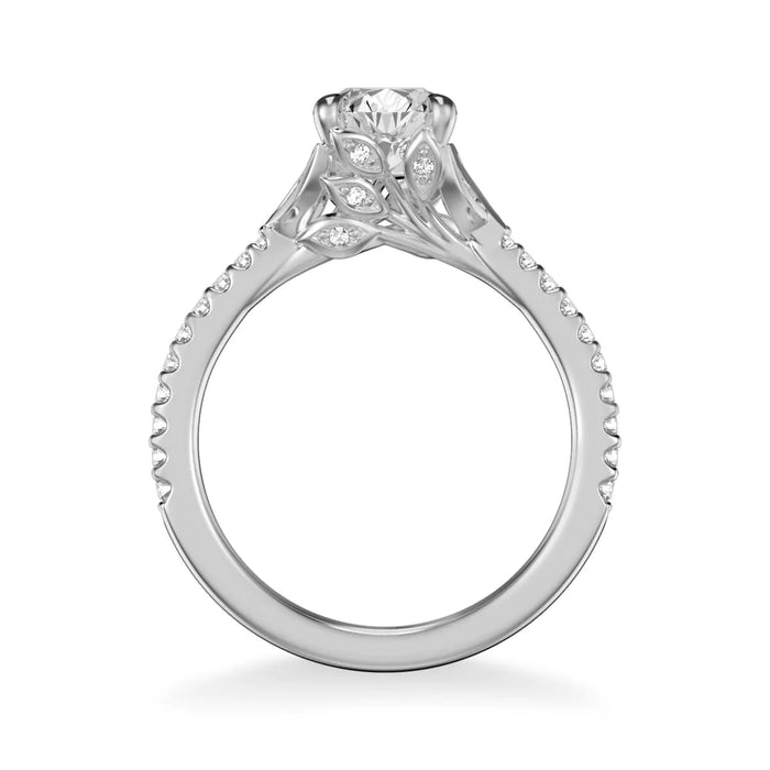 Bluebelle Contemporary Side Stone Floral Engagement Ring Setting
