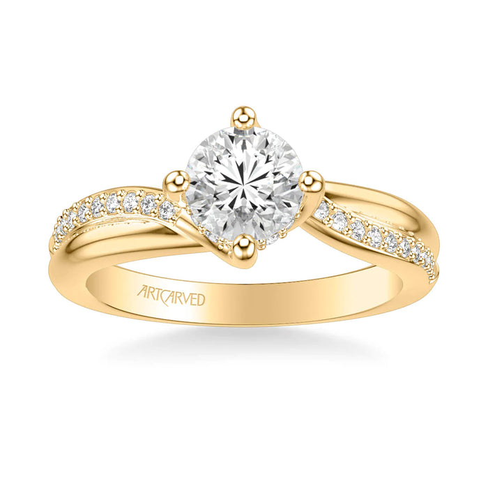 Stella Contemporary Side Stone Twist Engagement Ring Setting