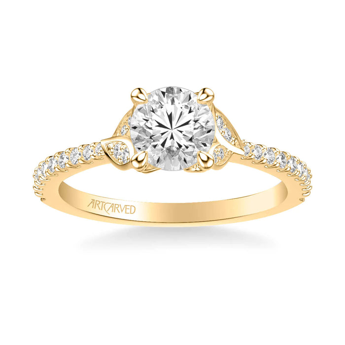 Bluebelle Contemporary Side Stone Floral Engagement Ring Setting