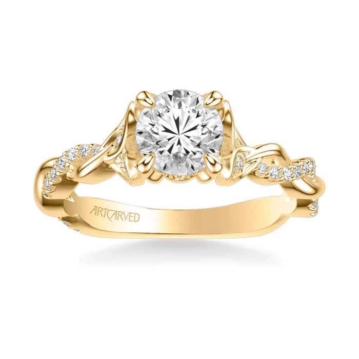 Amaryllis Contemporary Side Stone Floral Engagement Ring Setting