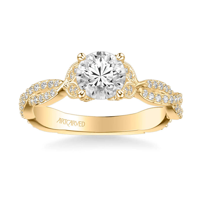 Freesia Contemporary Side Stone Floral Engagement Ring Setting