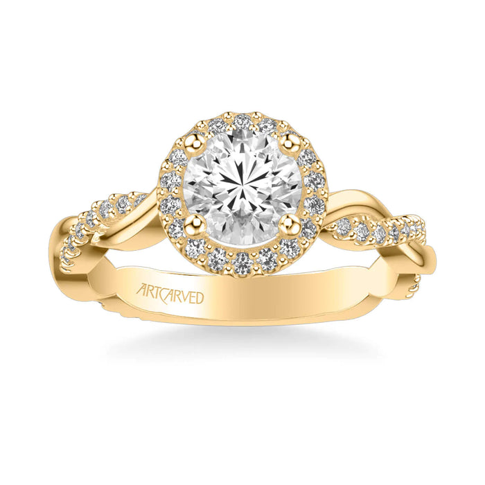 Kinsley Contemporary Round Halo Twist Engagement Ring Setting