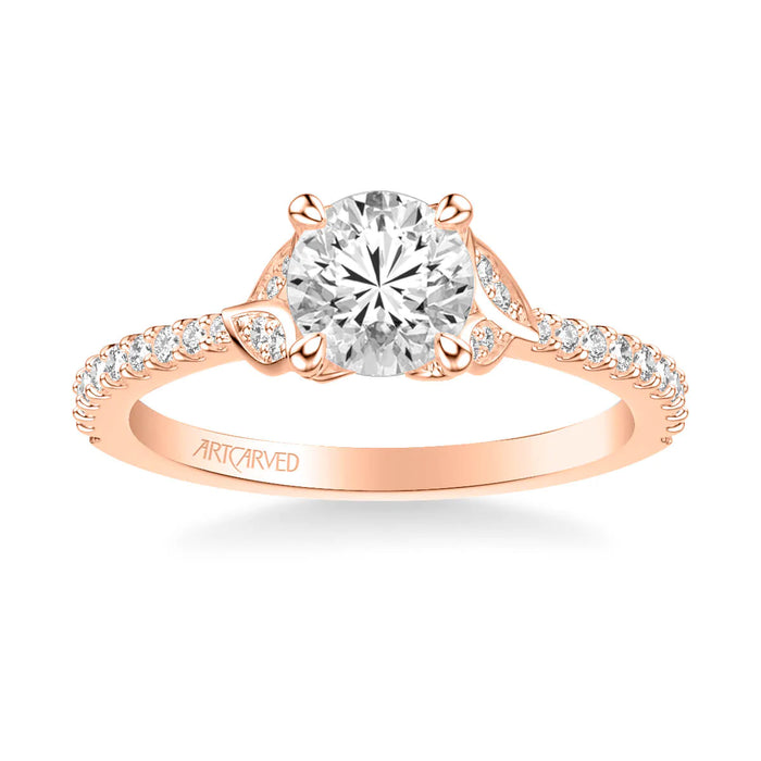 Bluebelle Contemporary Side Stone Floral Engagement Ring Setting