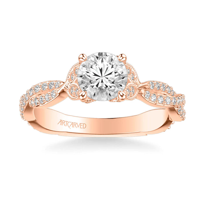 Freesia Contemporary Side Stone Floral Engagement Ring Setting