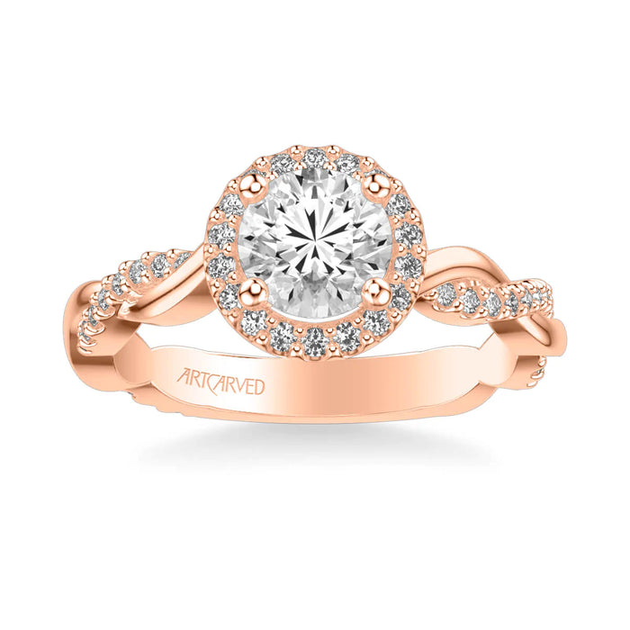 Kinsley Contemporary Round Halo Twist Engagement Ring Setting