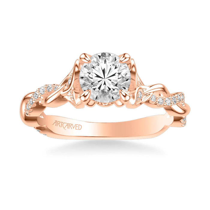 Amaryllis Contemporary Side Stone Floral Engagement Ring Setting