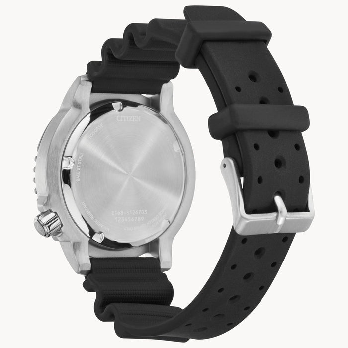 Citizen Promaster Dive Eco-Drive Watch, Silver-Tone with Black Dial and Polyurethane Strap